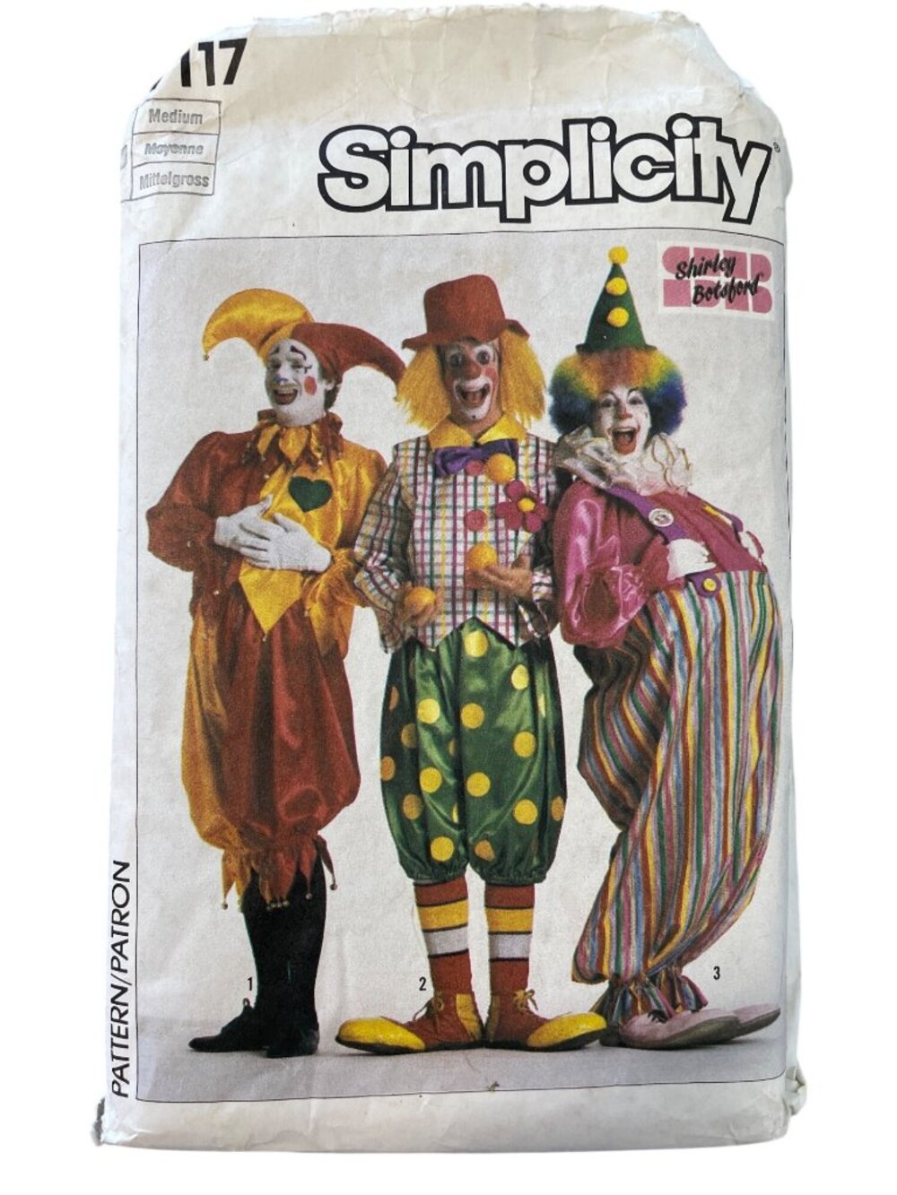 Vintage 80s Simplicity 7117 Costume Pattern Medium Adult Jester Hobo Clown CUT